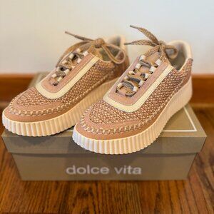 DOLCE VITA Dolen Women’s Sneaker Blush Multi Raffia Laces Shoes  Sz 9 NEW